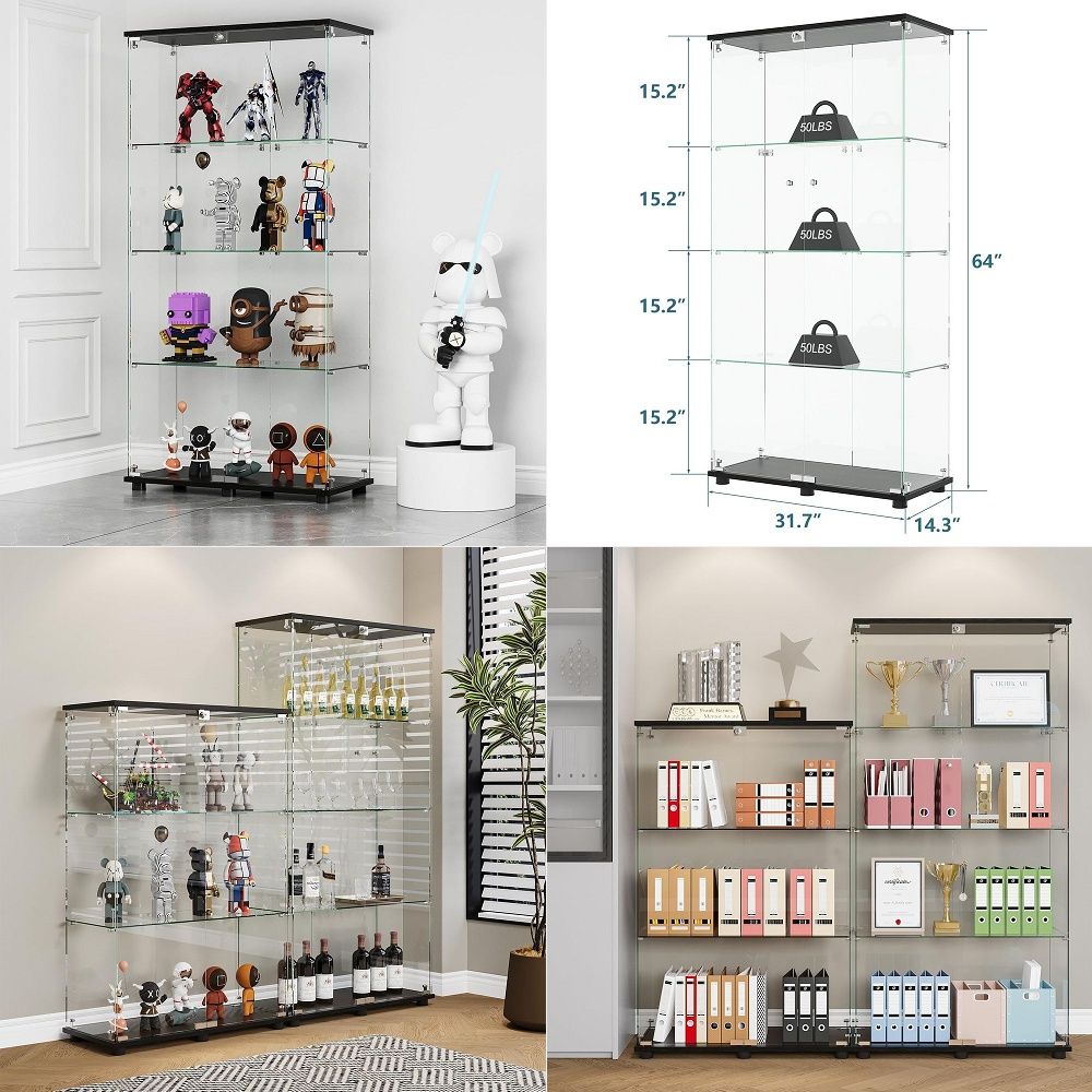 Display Cabinet with 4Shelf Do - Glass Cabinet Display ulasan dan harga