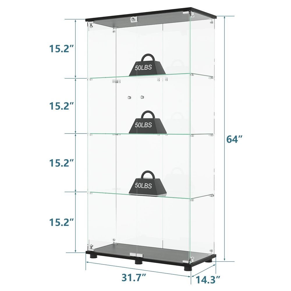 Display Cabinet with 4Shelf Do - Glass Cabinet Display ulasan dan harga