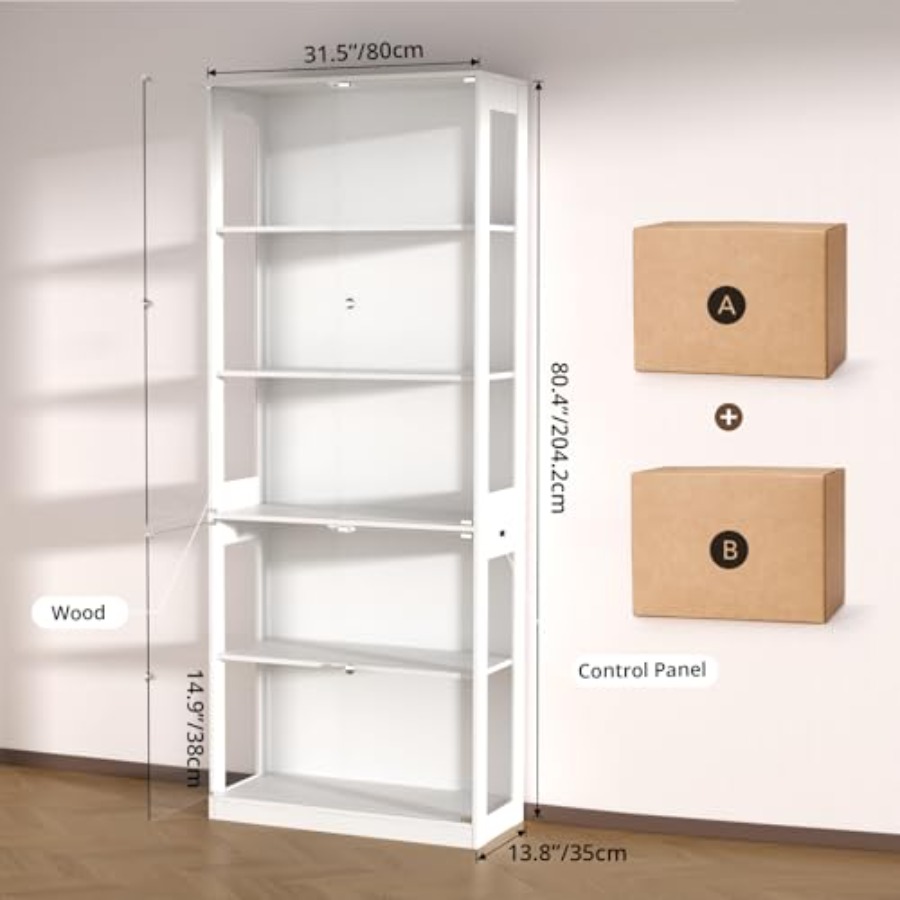 80'' Display Cabinet with Glas - Glass Cabinet Display ulasan dan harga