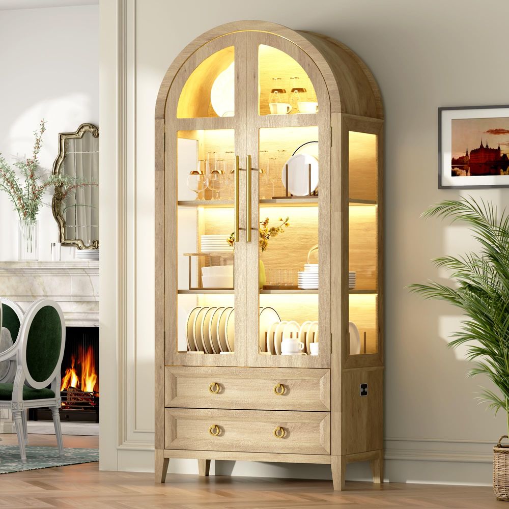 71 Arched Curio Cabinet with G - Glass Cabinet Display ulasan dan harga