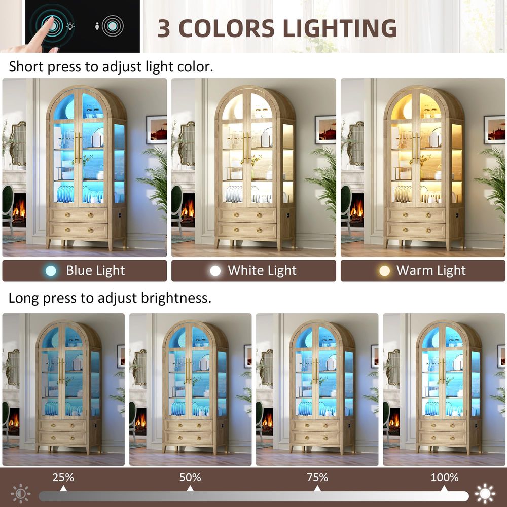 71 Arched Curio Cabinet with G - Glass Cabinet Display ulasan dan harga