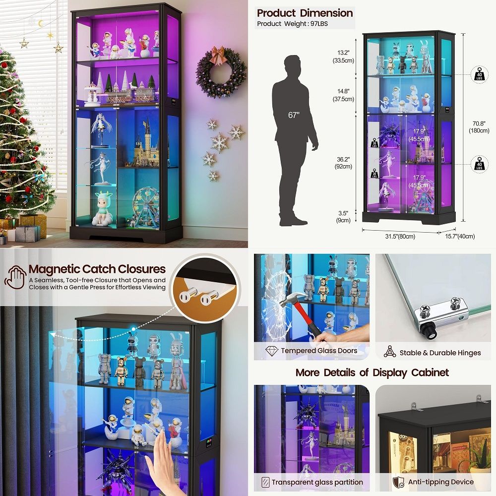 Lighted Corner Display Curio C - Glass Cabinet Display ulasan dan harga
