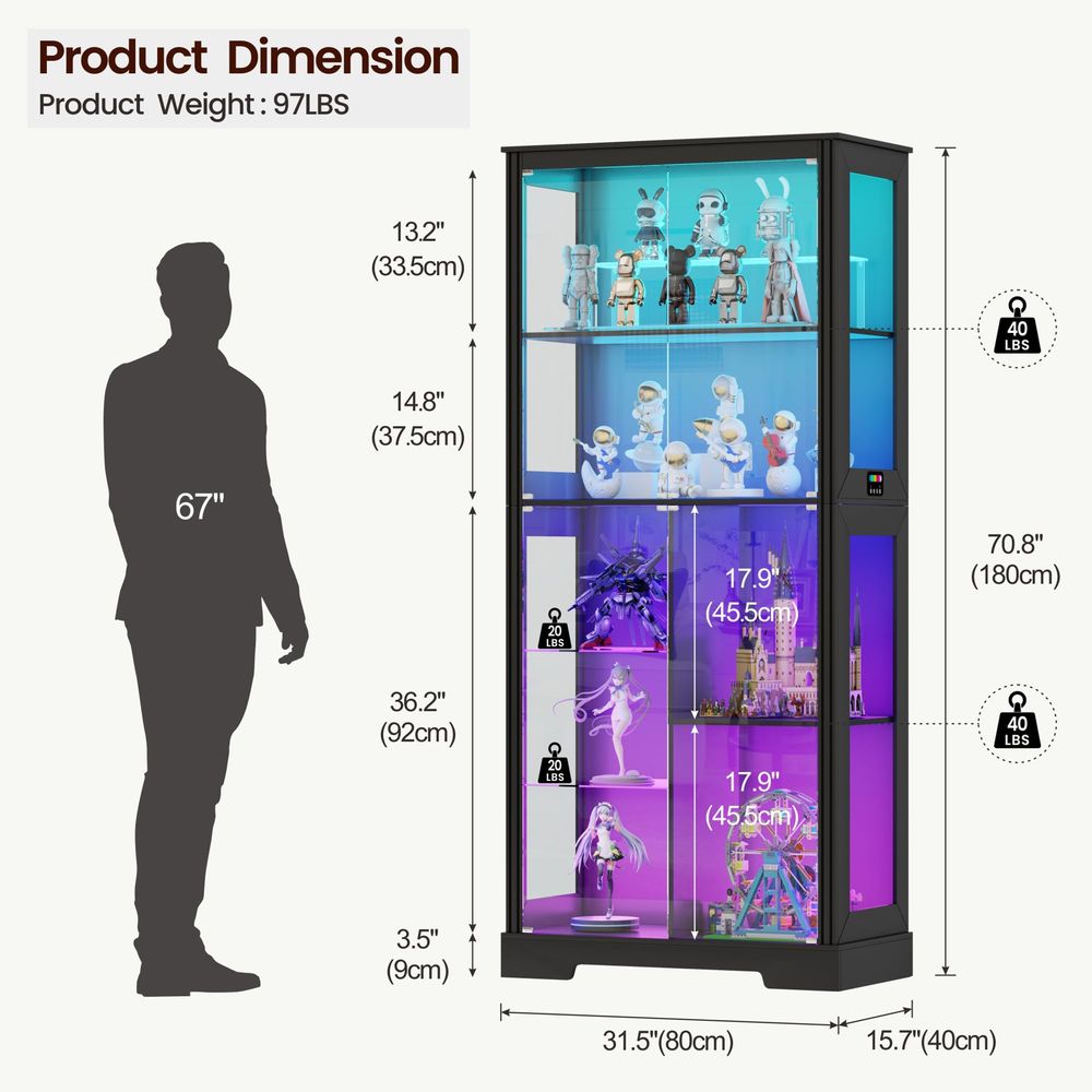 Lighted Corner Display Curio C - Glass Cabinet Display ulasan dan harga