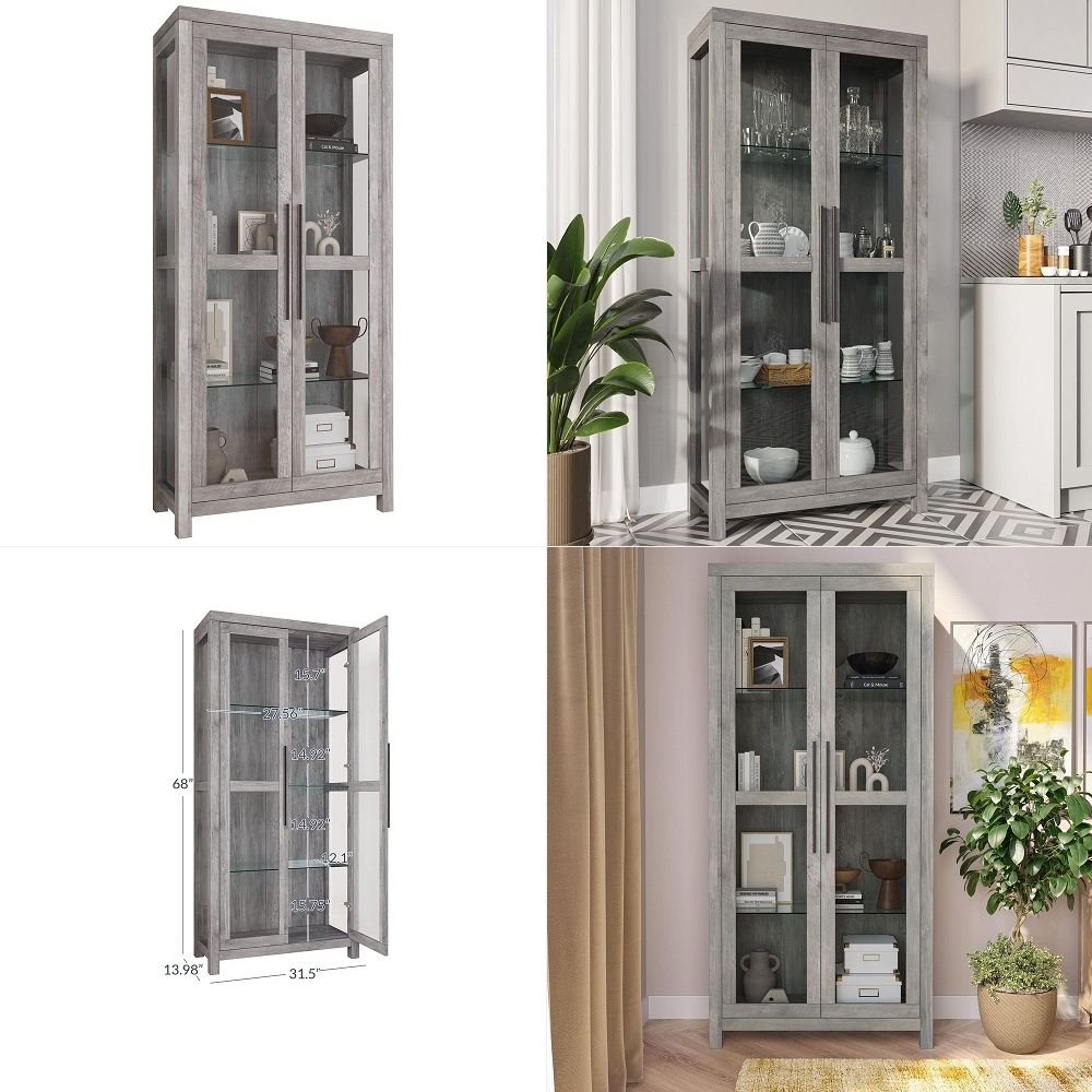 Glass Display Cabinet, Tall Cu - Glass Cabinet Display ulasan dan harga