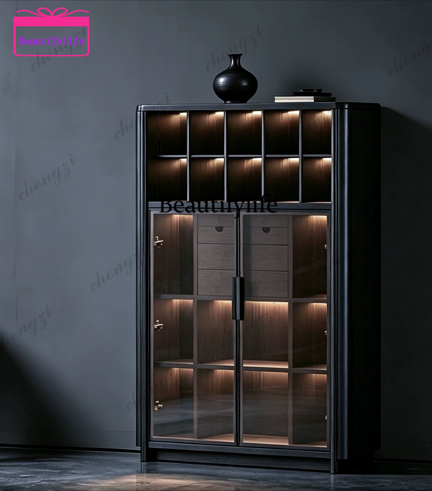 a55 Italian minimalist solid w - Glass Cabinet Display ulasan dan harga
