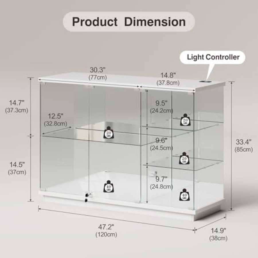 RGB Glass Display Cabinet with - Glass Cabinet Display ulasan dan harga